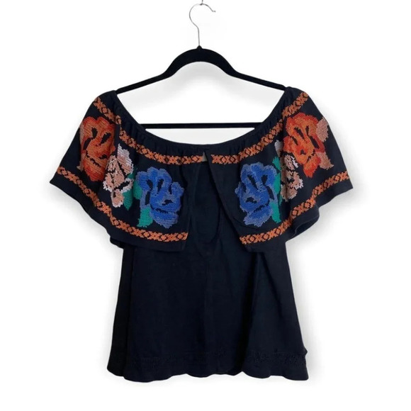 Free People Floral Embroidered Loose Fit Top - Picture 2 of 9